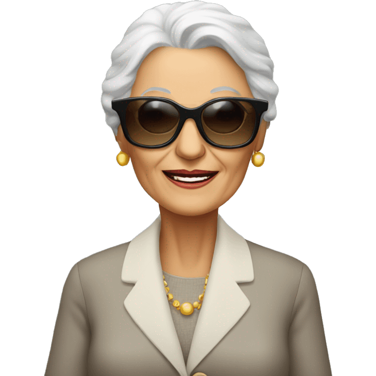 stylish elderly woman using sunglasses emoji