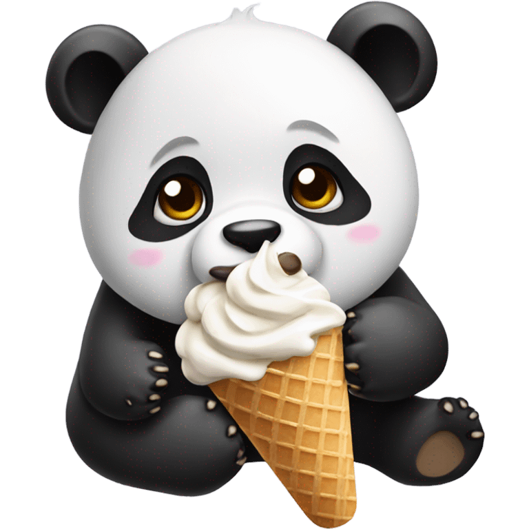 Panda eating ice cream emoji