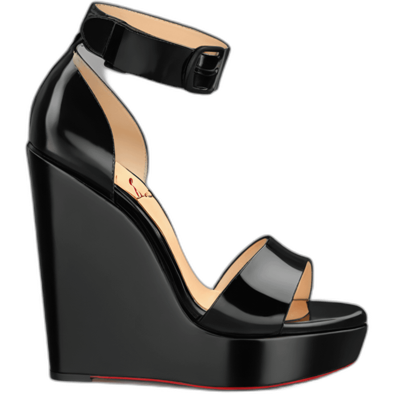 WEDGE heel LOUBOUTIN black leather PATENT emoji