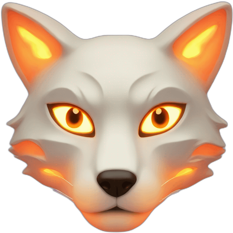 Kitsune mask with very glowing neon eyes emoji