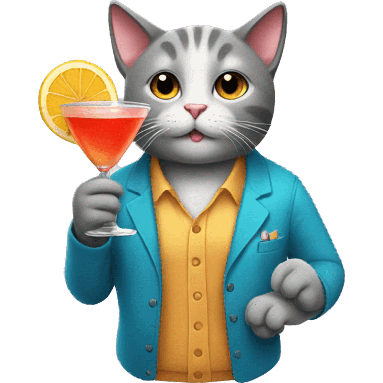 Cat holding a coctail emoji