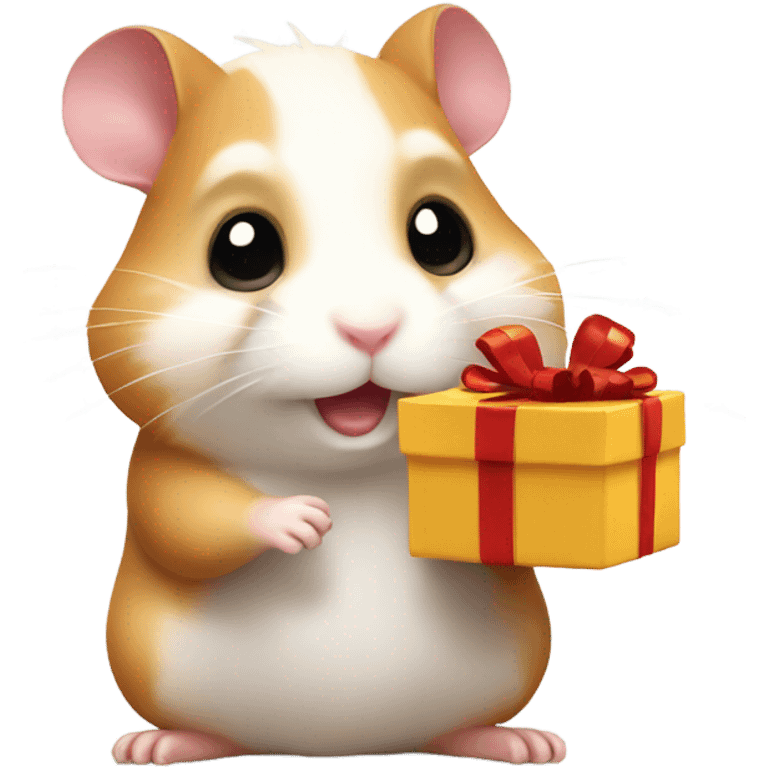 A hamster with a gift in its paws emoji