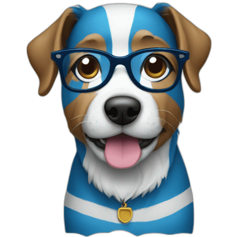 blue striped dog with glasses emoji