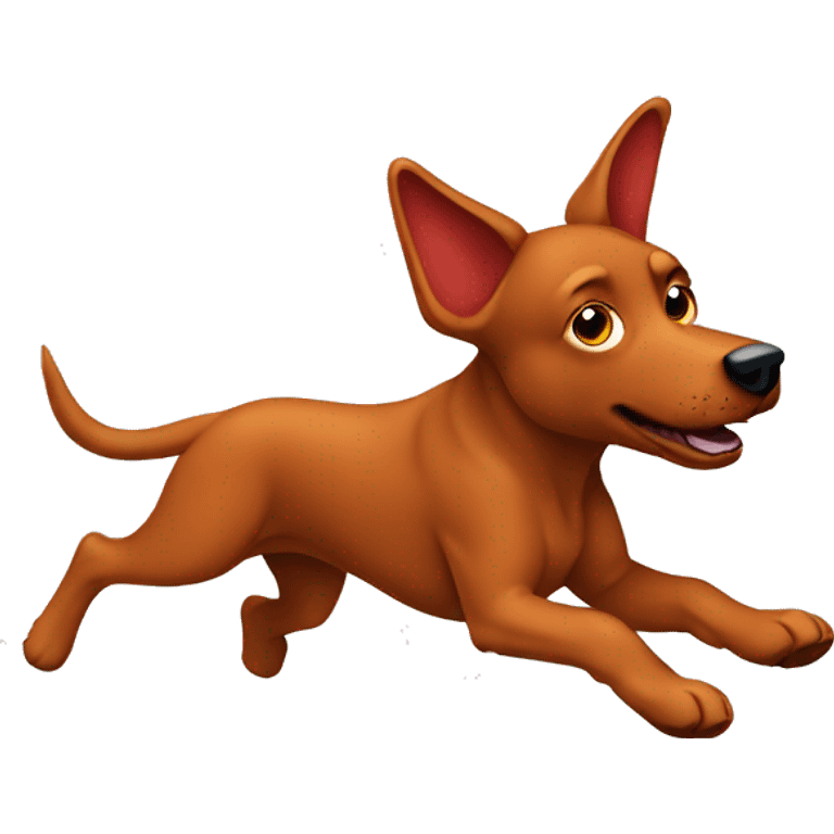 solid red dog with pointed ears running emoji