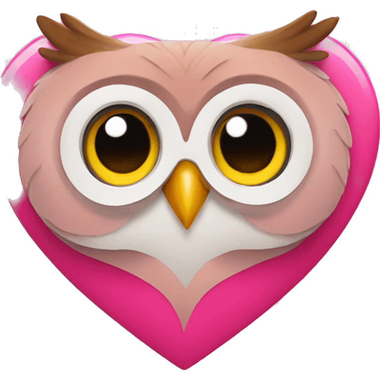 cute owl inside a pink heart emoji