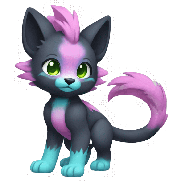 Cute cool black green blue purple pink animal hybrid Fakemon full body emoji