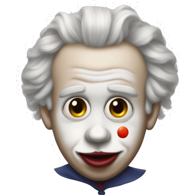 macron  but with a clown nose and clown hair emoji