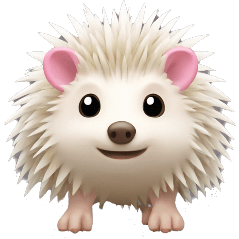 Hedgehog white creamy quills one pink ear one brown ear different colored ears  emoji