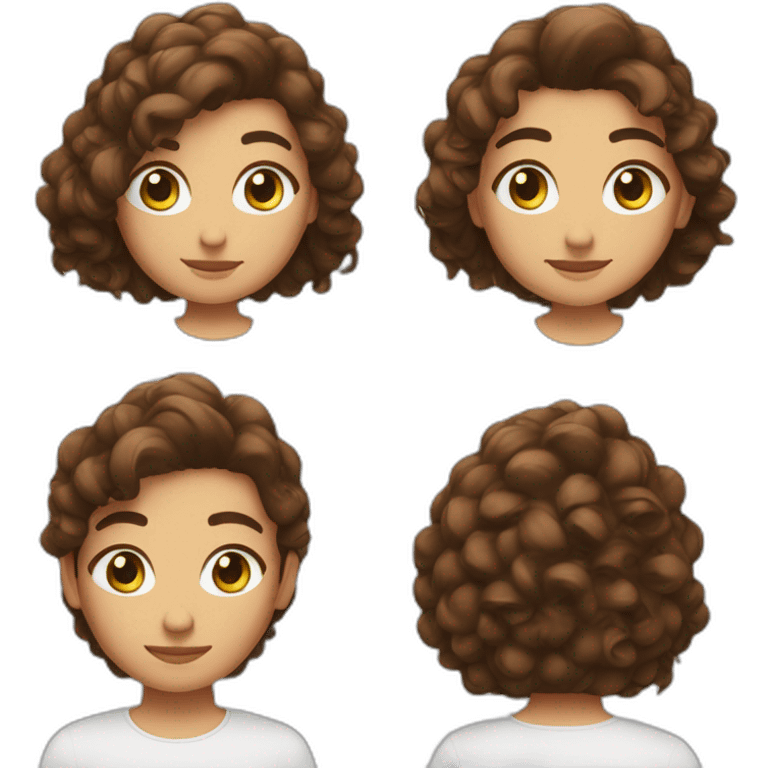 Meuf au cheveux brun et au yeux bruns avec di style emoji