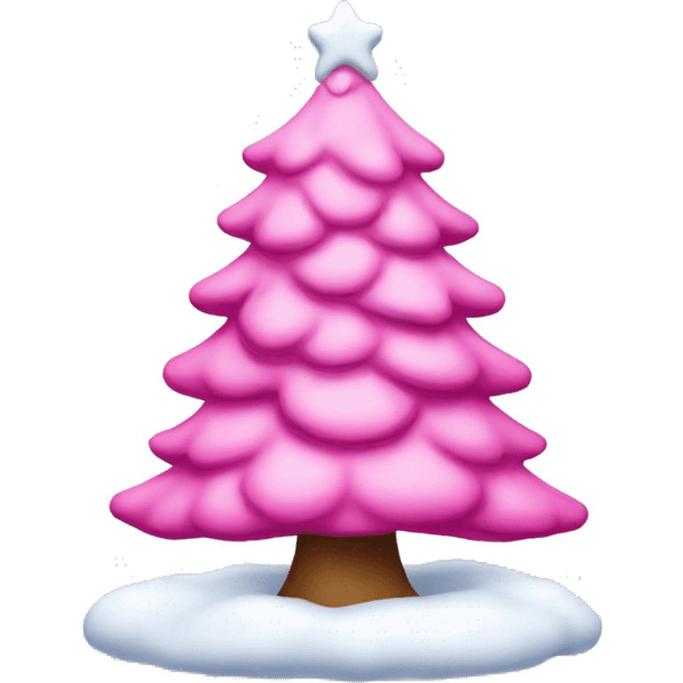 Pink Christmas tree with snow on it emoji