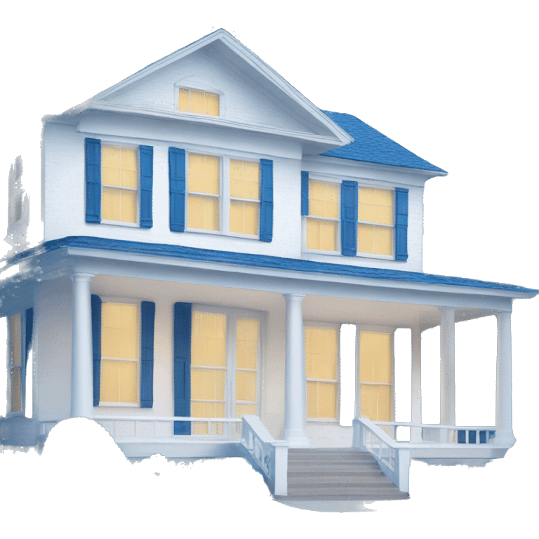 Big White House with blue shutters and wrap around porch emoji