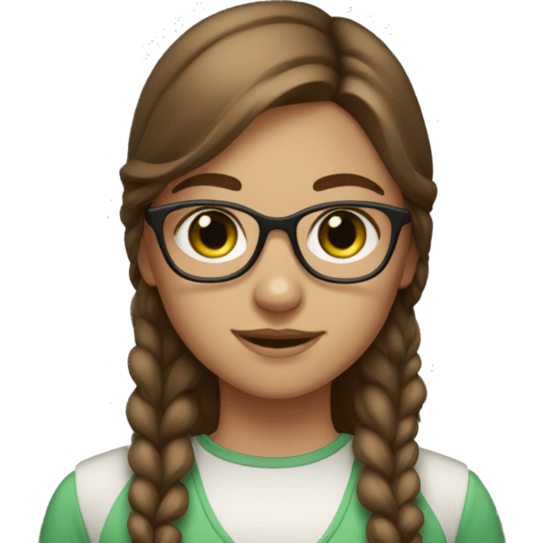 Fair skin girl with green eyes, brown hair, and glasses  emoji