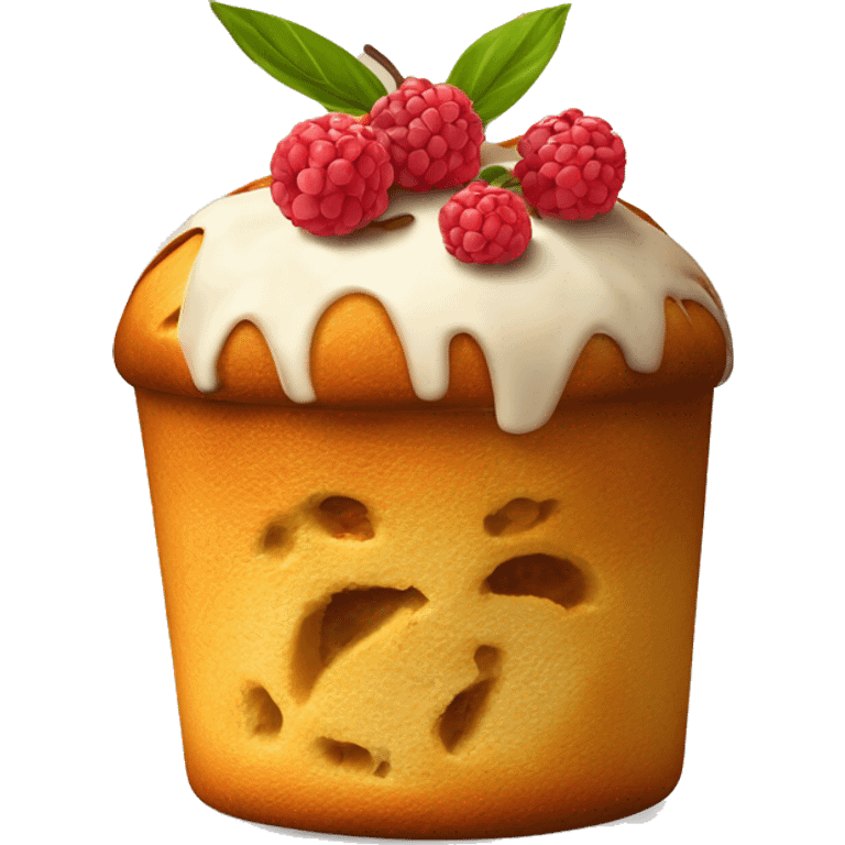 un panettone delicioso y apetitoso, tradicionalmente decorado con frutas confitadas y pasas. emoji