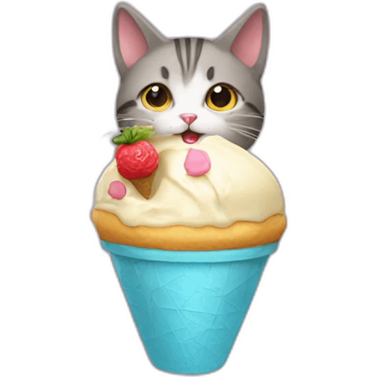 Cat and ice cream emoji