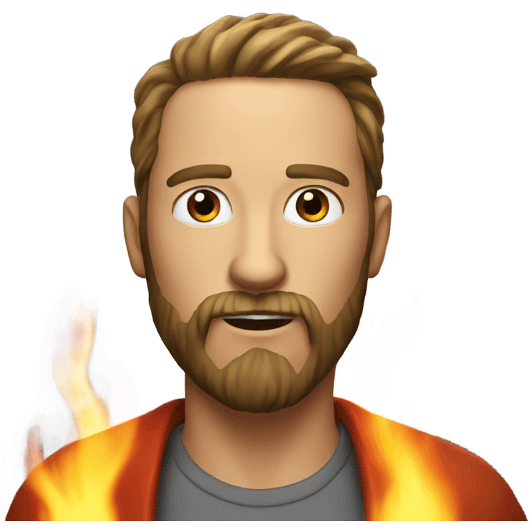 realistic male with beard with fire coming out of mouth emoji