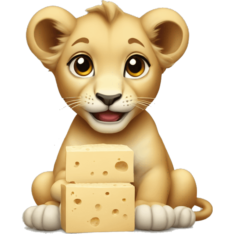 Baby lion eating tofu emoji