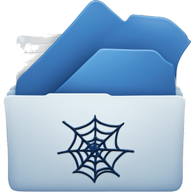 blue folder icon with a spiderweb on top emoji