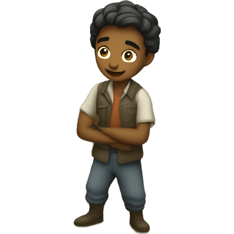 (Scene of a small village with a young man, Raj, working hard in a field) emoji