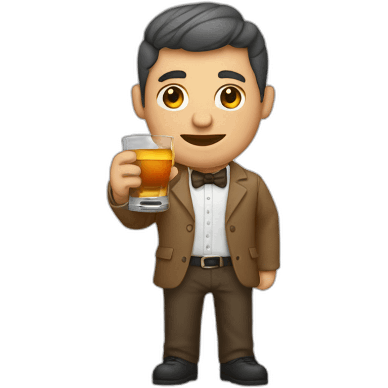 un hombre gordo con una copa de whiskey emoji