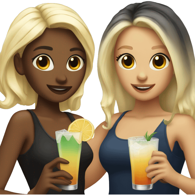 Blonde and black pale hair girls holding cocktails  emoji