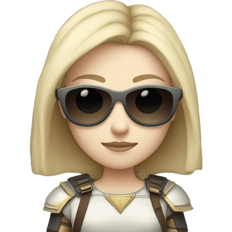 Pale-skinned Girl warrior with dark sunglasses emoji