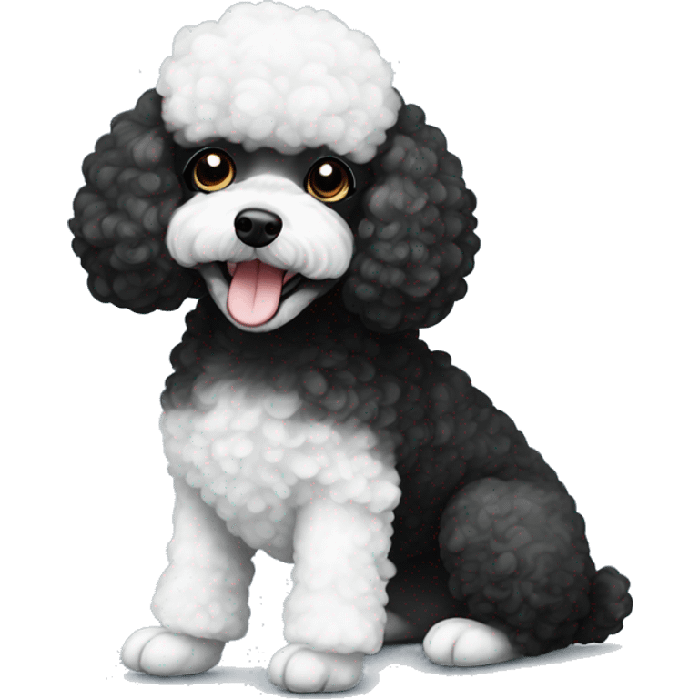 half Black and white toy poodle emoji