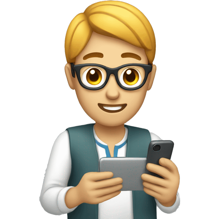 person  testing mobile app emoji