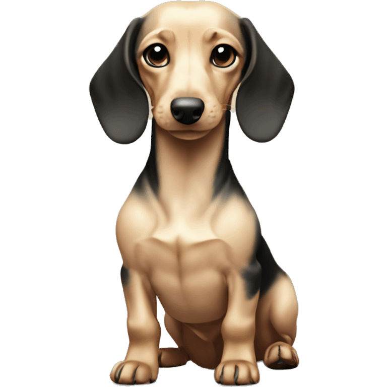 Black and cream miniature dachshund  emoji