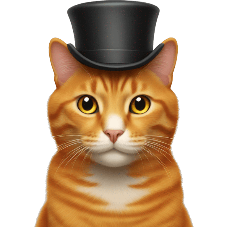 Orange cat with a top hat emoji