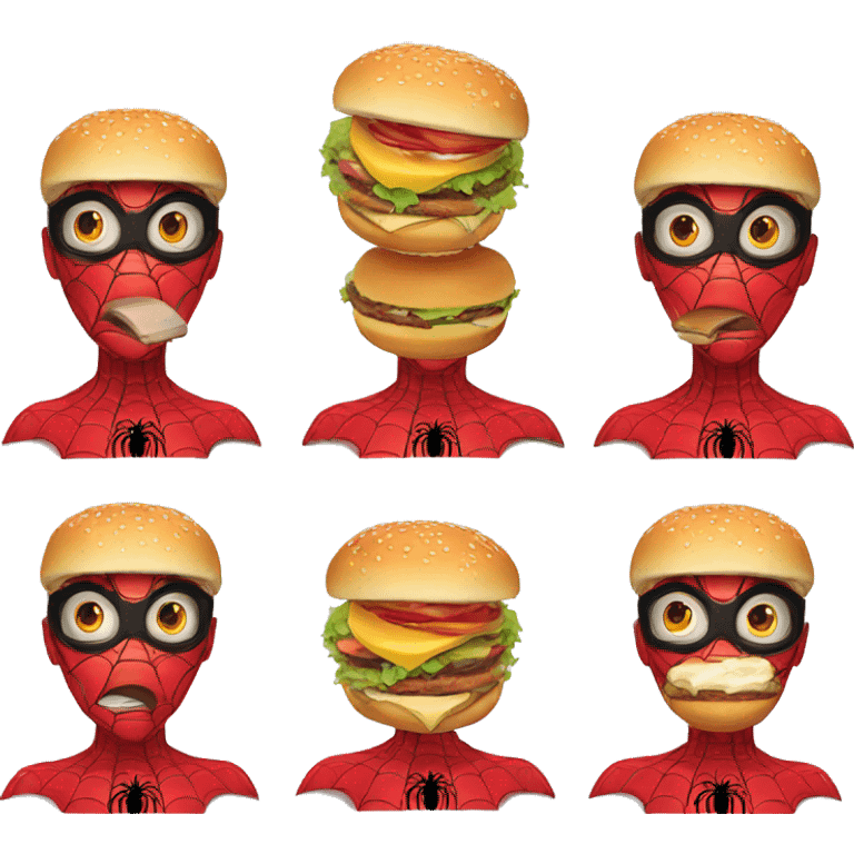 Spiderman eating burger emoji