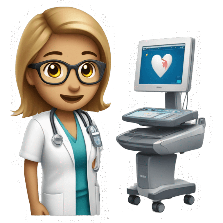 Cardiac sonographer with Philips ultrasound machine emoji