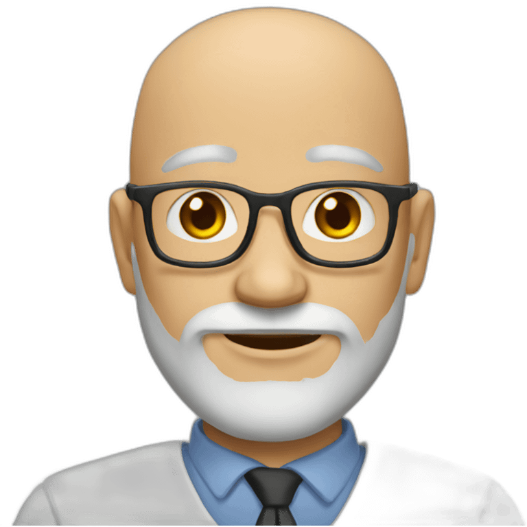 Bald full Bearded professor no glasses emoji