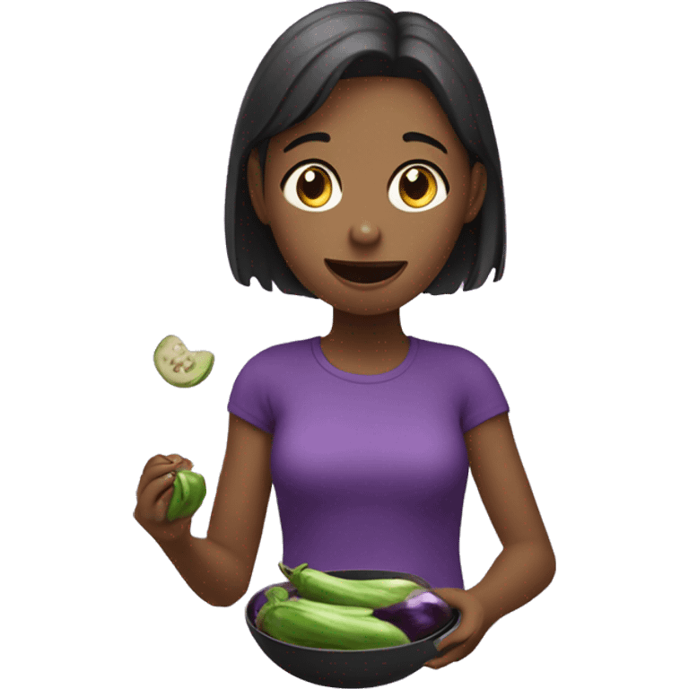 Girl eating eggplant  emoji