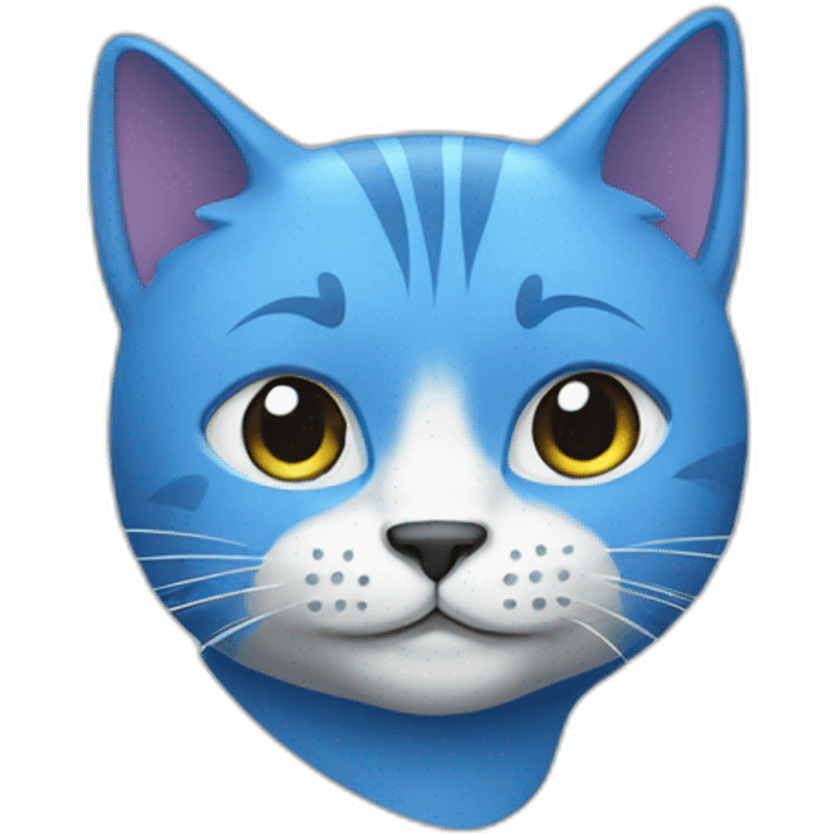 Blue cat with a smirf emoji