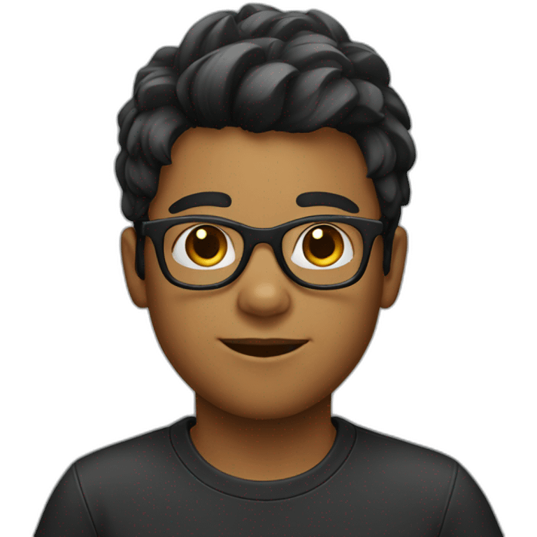 Boy with eyewear and hair black emoji