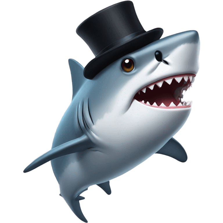 Shark with a top hat emoji