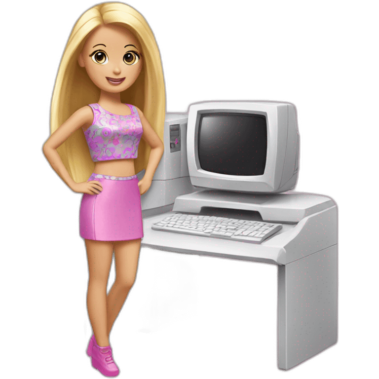 computer with barbie emoji