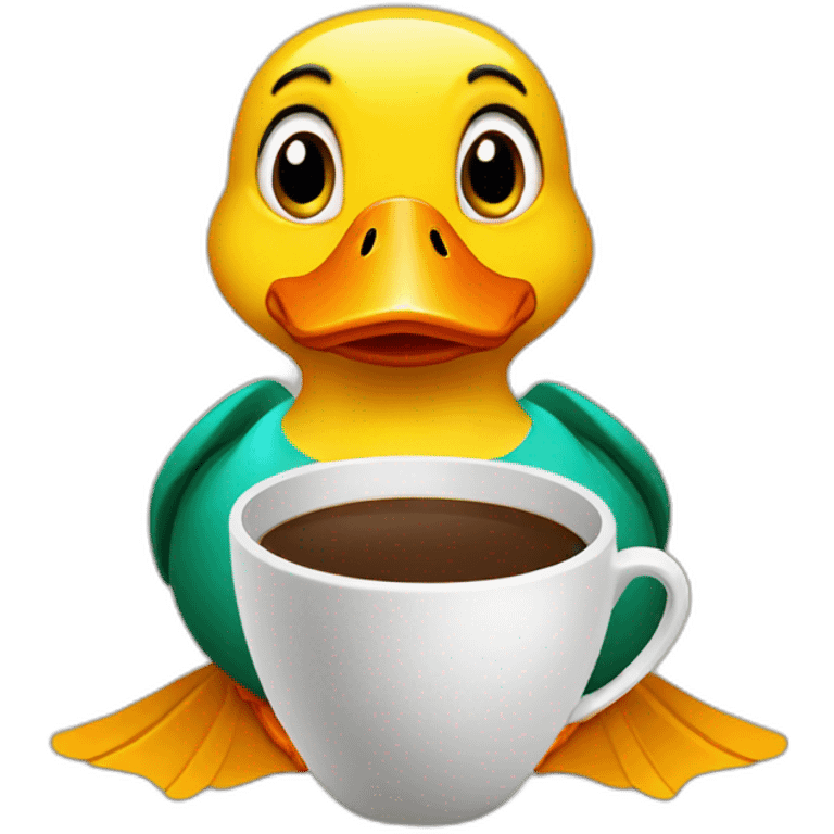 Duck with coffee emoji