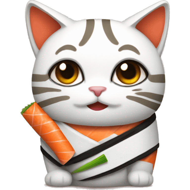 scottsh fold cat wearing sushi costume emoji