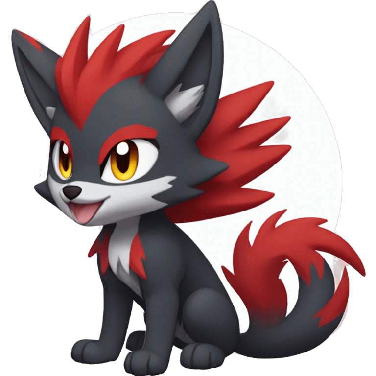 Black Cool Edgy Anthro Quilava Litten Zoroark Zorua Fakémon  with White and Red Edgy markings emoji