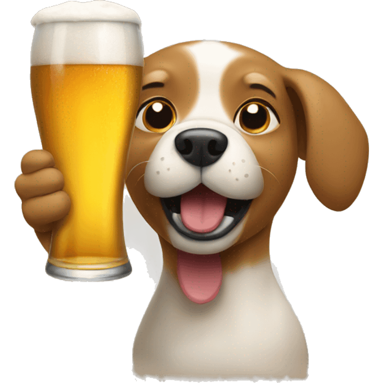 Dog drinking a beer emoji