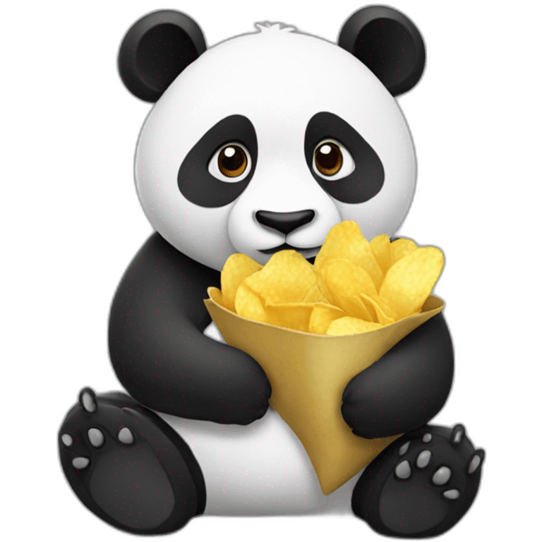 Panda eats chips. emoji