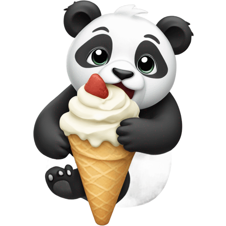 Panda eating ice cream emoji