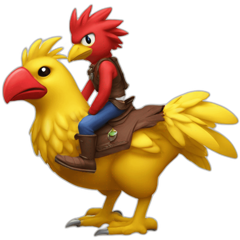 red apple riding a chocobo emoji