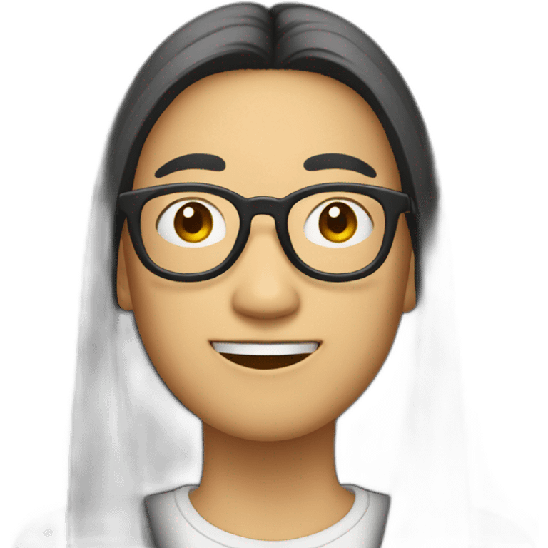 an asian with very rounded glasses and black long hairs emoji