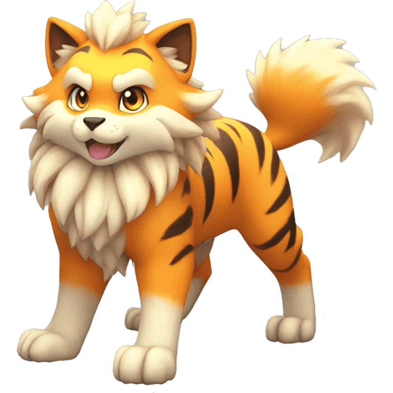 Colorful Shiny Kawaii Cute Tiger-Arcanine—Vulpix-Fakémon-Pokémon full body emoji