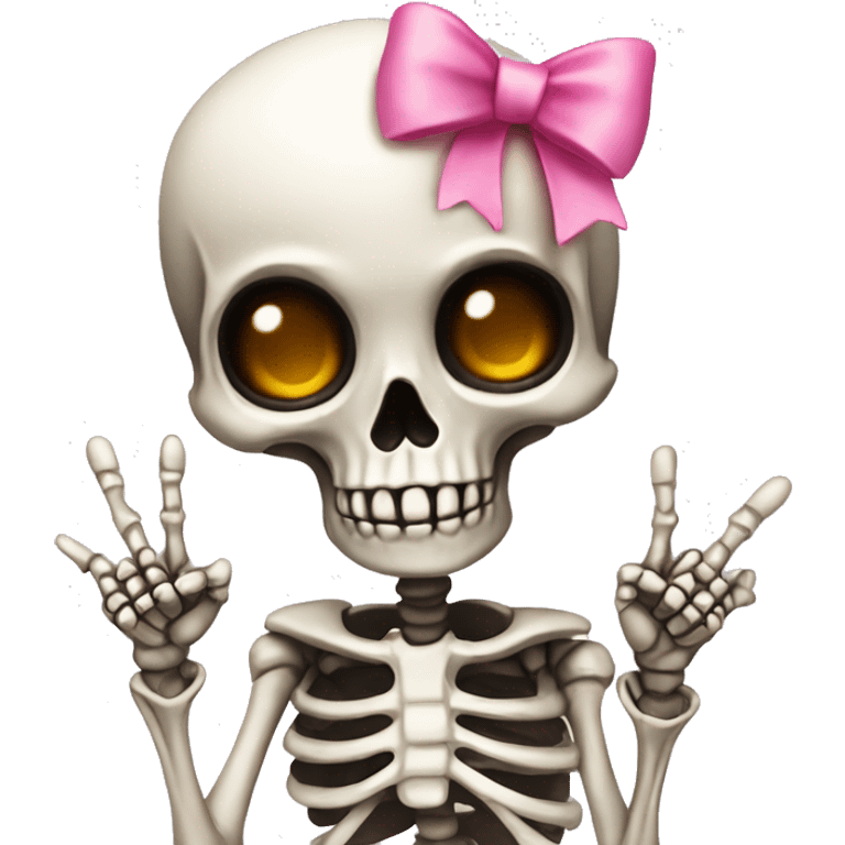 Cute skeleton w pink bow on head w middle finger  emoji