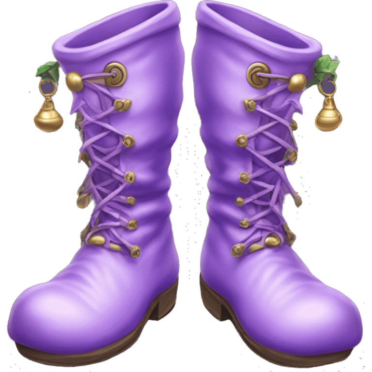 Realistic isolated light purple elf boots with bells. emoji