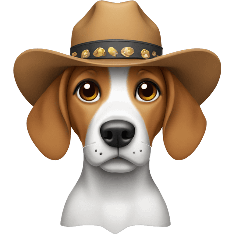 Beagle wearing a cowgirl hat emoji