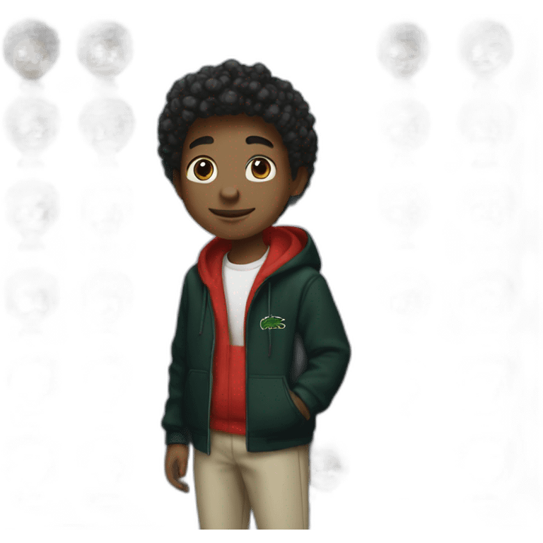 Black boy using lacoste hoodie emoji